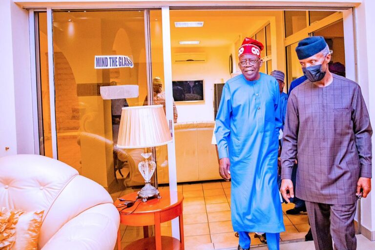 PHOTOS: Tinubu visits Osinbajo in Abuja