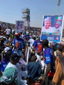 Tinubu arrives Kaduna for presidential rally