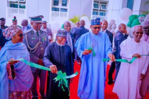 President Muhammadu Buhari at the commissioning of the new Customs Headquarters in Abuja