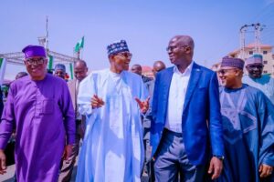 President Buhari at the commissioning of the Zuba housing estate