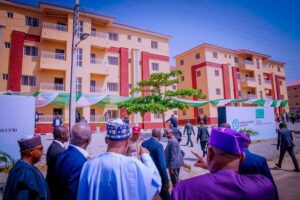 President Buhari at the commissioning of the Zuba housing estate