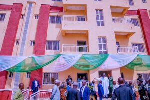 President Buhari at the commissioning of Zuba housing estate