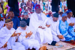 President Bola Ahmed Tinubu Observing Eid Prayer 